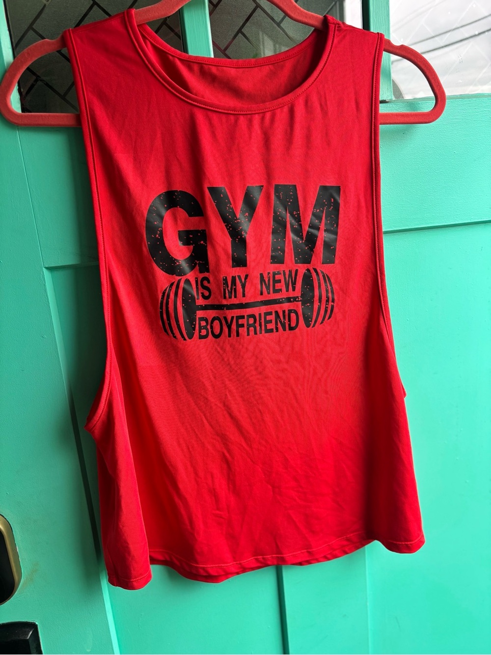 Red Tank with Black Gym Graphic